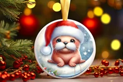 Winter Baby Walrus Retro Digital Painting Product Image 1