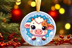 Round Christmas Ornament Sublimation|Clipart Product Image 2