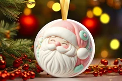 Santa with Depth Round Ornament Sublimation PNG Product Image 3