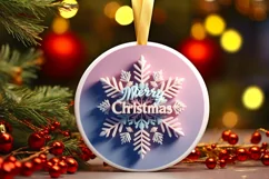 Snow Flake Christmas Round Cute Ornament Sublimation Product Image 2