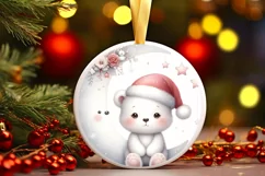 Winter Dressed Baby Bear Round Ornament Sublimation PNG Product Image 3