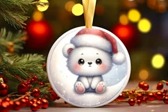 Winter Dressed Baby Bear Round Ornament Sublimation PNG Product Image 3