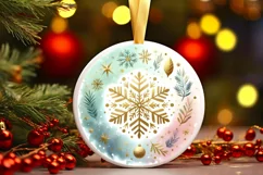 Round Christmas Ornament Sublimation|Clipart Product Image 3