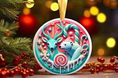 Round Christmas Ornament Sublimation|Clipart Product Image 2