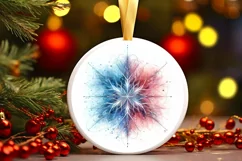 Snow Flake Christmas Round Cute Ornament Sublimation Product Image 2