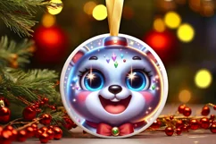 Bear Smiling Round Ornament Sublimation PNG Product Image 3