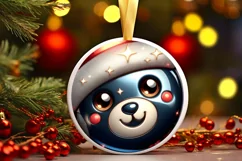 Shiny Christmas Bear Ornament Sublimation PNG Product Image 1