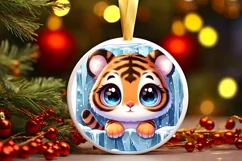 Round Christmas Ornament Sublimation|Clipart Product Image 1