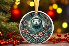Round Christmas Ornament Sublimation|Clipart Product Image 2