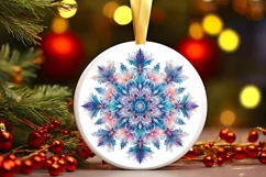 Snow Flake Christmas Round Cute Ornament Sublimation Product Image 1