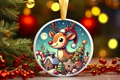 Round Christmas Ornament Sublimation|Clipart Product Image 2