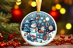 Round Christmas Ornament Sublimation|Clipart Product Image 1