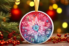 Winter Snowflake Round Ornament Sublimation PNG Product Image 3