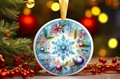 Winter Snowflake Round Ornament Sublimation PNG Product Image 3
