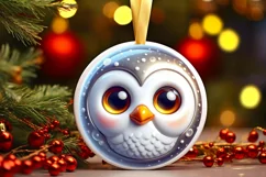 Shiny Christmas Owl Ornament Sublimation PNG Product Image 1