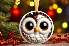Shiny Christmas Owl Ornament Sublimation PNG Product Image 1