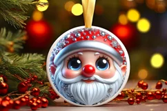 Christmas Gnome Round Ornament Sublimation PNG Product Image 1