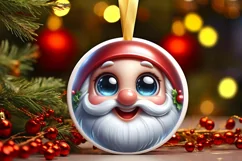 Christmas Gnome Round Sticker Sublimation PNG Product Image 1