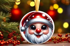 Christmas Gnome Round Ornament Sublimation PNG Product Image 1