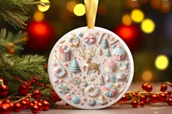 Round Christmas Ornament Sublimation|Clipart Product Image 1