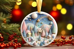 Round Christmas Ornament Sublimation|Clipart Product Image 1