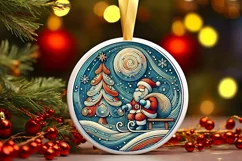 Round Christmas Ornament Sublimation|Clipart Product Image 2