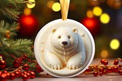 Polar Bear with Depth Round Ornament Sublimation PNG Product Image 3
