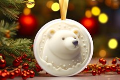 Polar Bear with Depth Round Ornament Sublimation PNG Product Image 3