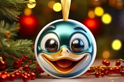 Christmas Duck Round Ornament Sublimation PNG Product Image 1