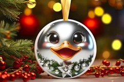 Christmas Duck Round Ornament Sublimation PNG Product Image 3