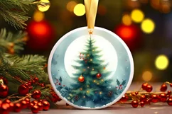 Winter Snowflake Round Ornament Sublimation PNG Product Image 1