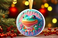 Christmas Frog with Depth Round Ornament Sublimation PNG Product Image 3