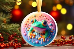 Christmas Frog with Depth Round Ornament Sublimation PNG Product Image 3