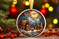 Round Christmas Ornament Sublimation|Clipart Product Image 2