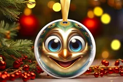 Christmas Peacock Round Ornament Sublimation PNG Product Image 1