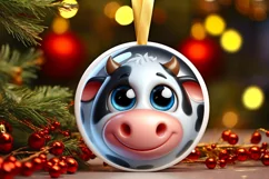 Shiny Christmas Cow Ornament Clipart Product Image 3
