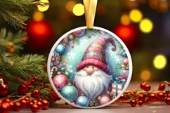Christmas Gnome Round Ornament Sublimation PNG Product Image 3