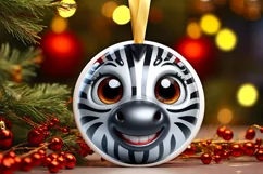 Shiny Christmas Face Round Zebra Sublimation PNG Product Image 3