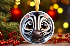 Christmas Zebra Round Sticker Sublimation PNG Product Image 1