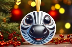 Christmas Zebra Round Ornament Sublimation PNG Product Image 3