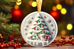 Round Christmas Ornament Sublimation|Clipart Product Image 2