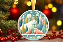 Colorful Winter Walrus Ornament Sublimation PNG Product Image 1