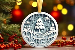 Round Christmas Ornament Sublimation|Clipart Product Image 2
