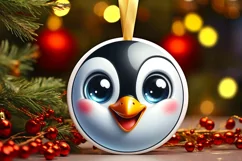 Penguin Smiling Round Ornament Sublimation PNG Product Image 1