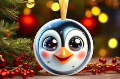 Penguin Smiling Round Ornament Sublimation PNG Product Image 3