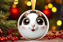 Bunny Smiling Round Ornament Sublimation PNG Product Image 1
