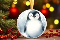 Penguin Christmas Ornament Sublimation PNG Product Image 3
