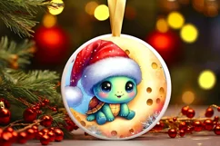 Baby Turtle Round Ornament Sublimation PNG Product Image 3