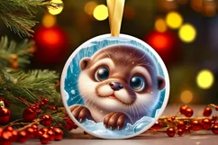 Round Christmas Ornament Sublimation|Clipart Product Image 1