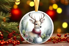 Rein Deer Christmas Ornament Sublimation PNG Product Image 3